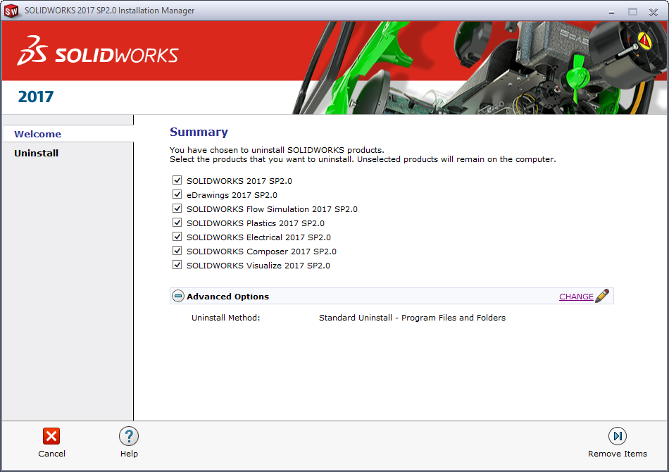 solidworks uninstaller